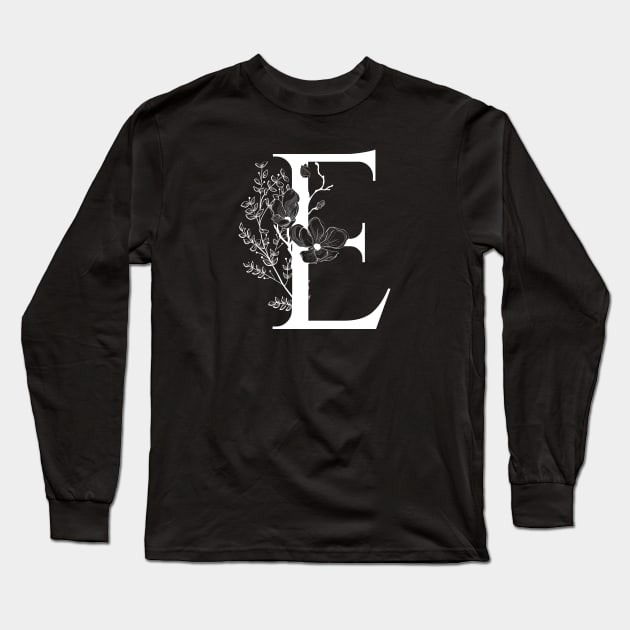 Letter E Monogram - Floral Initial Long Sleeve T-Shirt by ZenNature